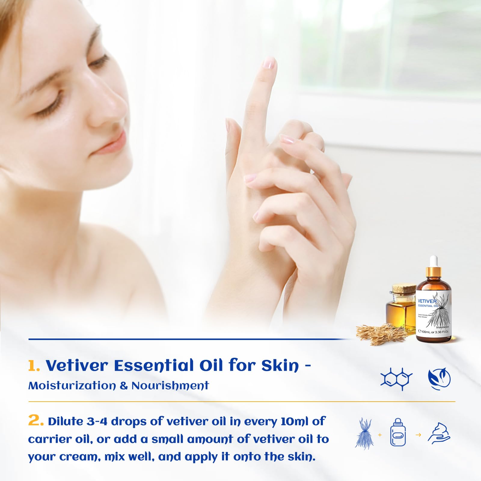 HIQILI gota de vetiver sobre piel mostrando textura y pureza