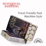 Historical Remedies pastilla en mano para comparar tamaño y transporte práctico