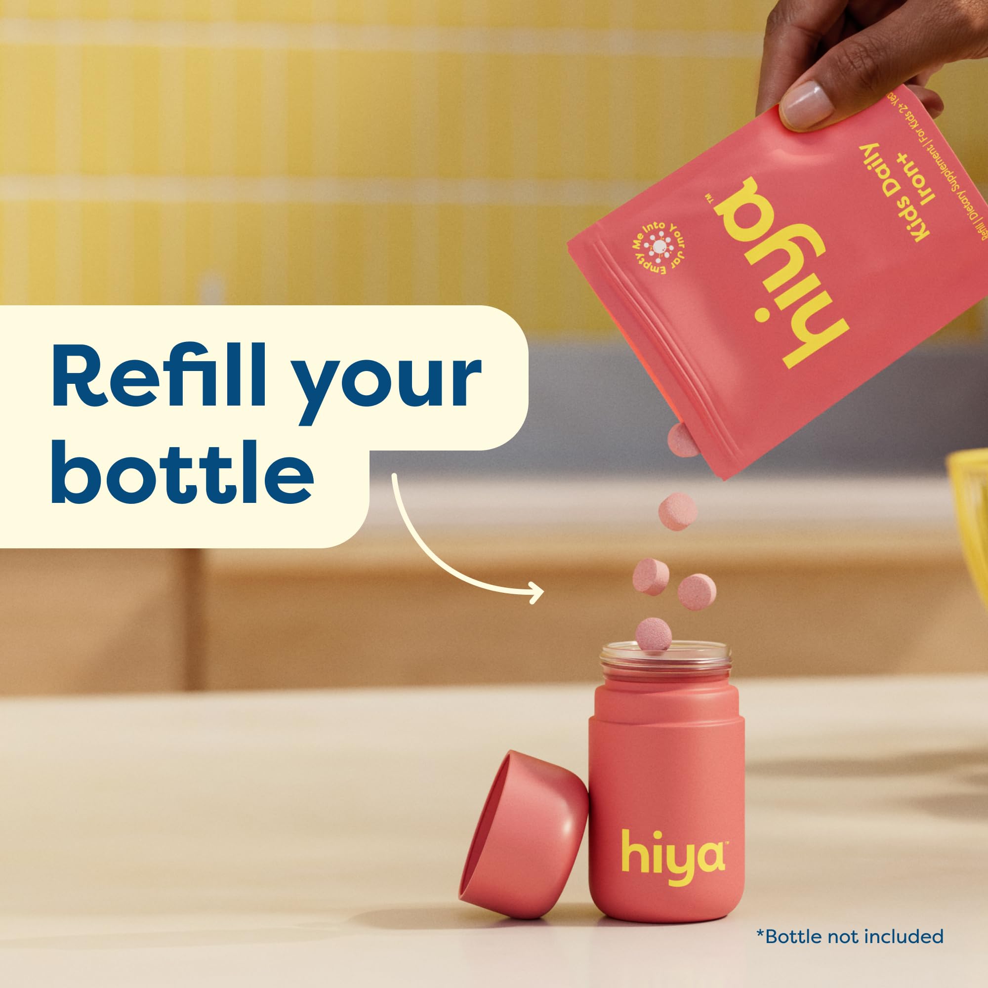 HIYA pack con pegatinas y frasco como herramienta para motivar hábitos