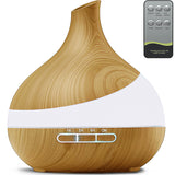 HJTHJT difusor 500ML vista frontal mostrando control remoto y base elegante, ambiente relajante