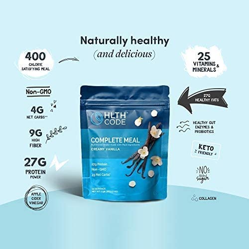 HLTH CODE etiqueta cercana ingredientes clave proteínas y colágeno claros