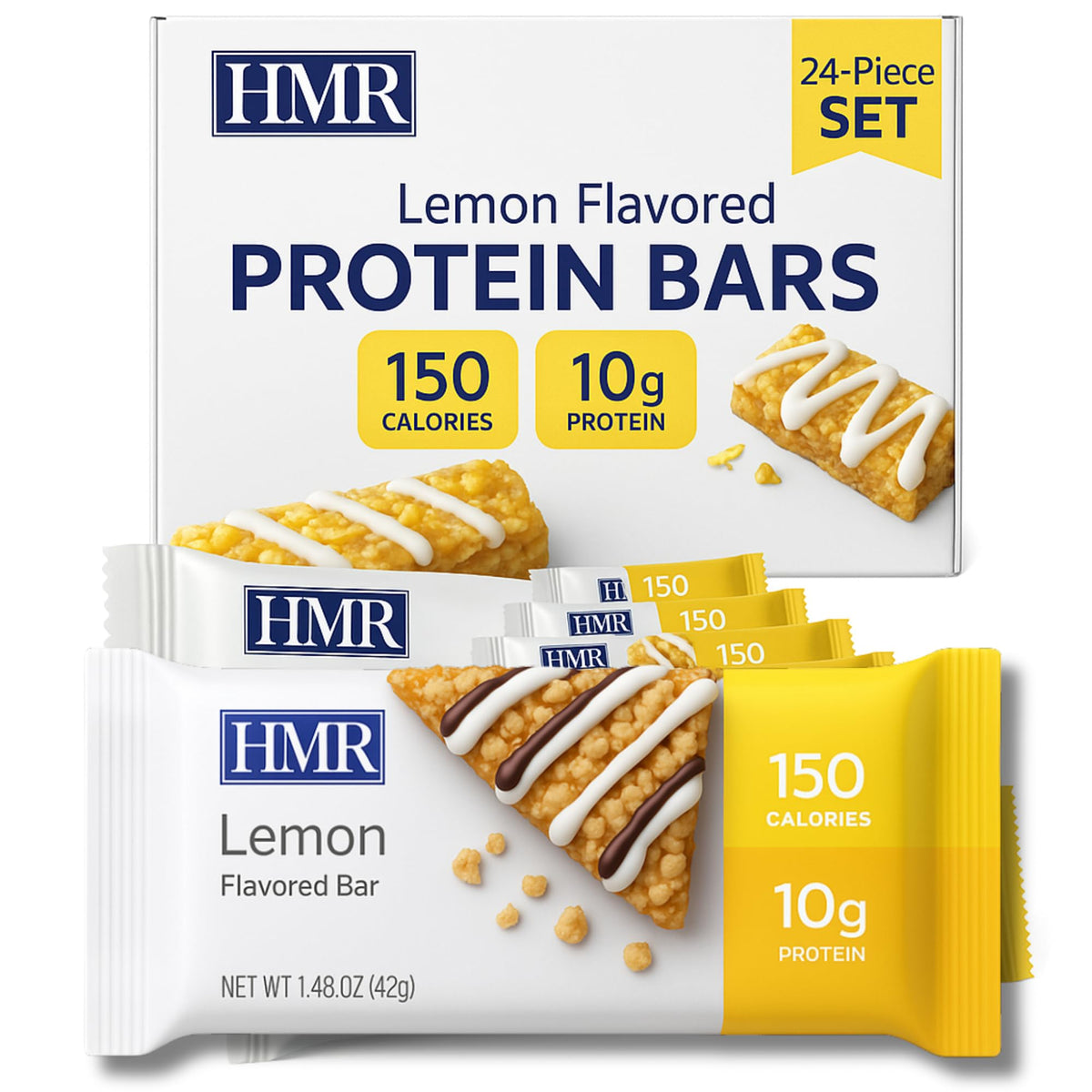 HMR bar frontal mostrando la barra y el empaque, práctico para control de porciones