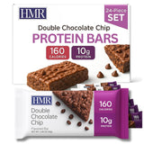 HMR paquete de 24 barras Double Chocolate Chip frontal y visible para almacenamiento