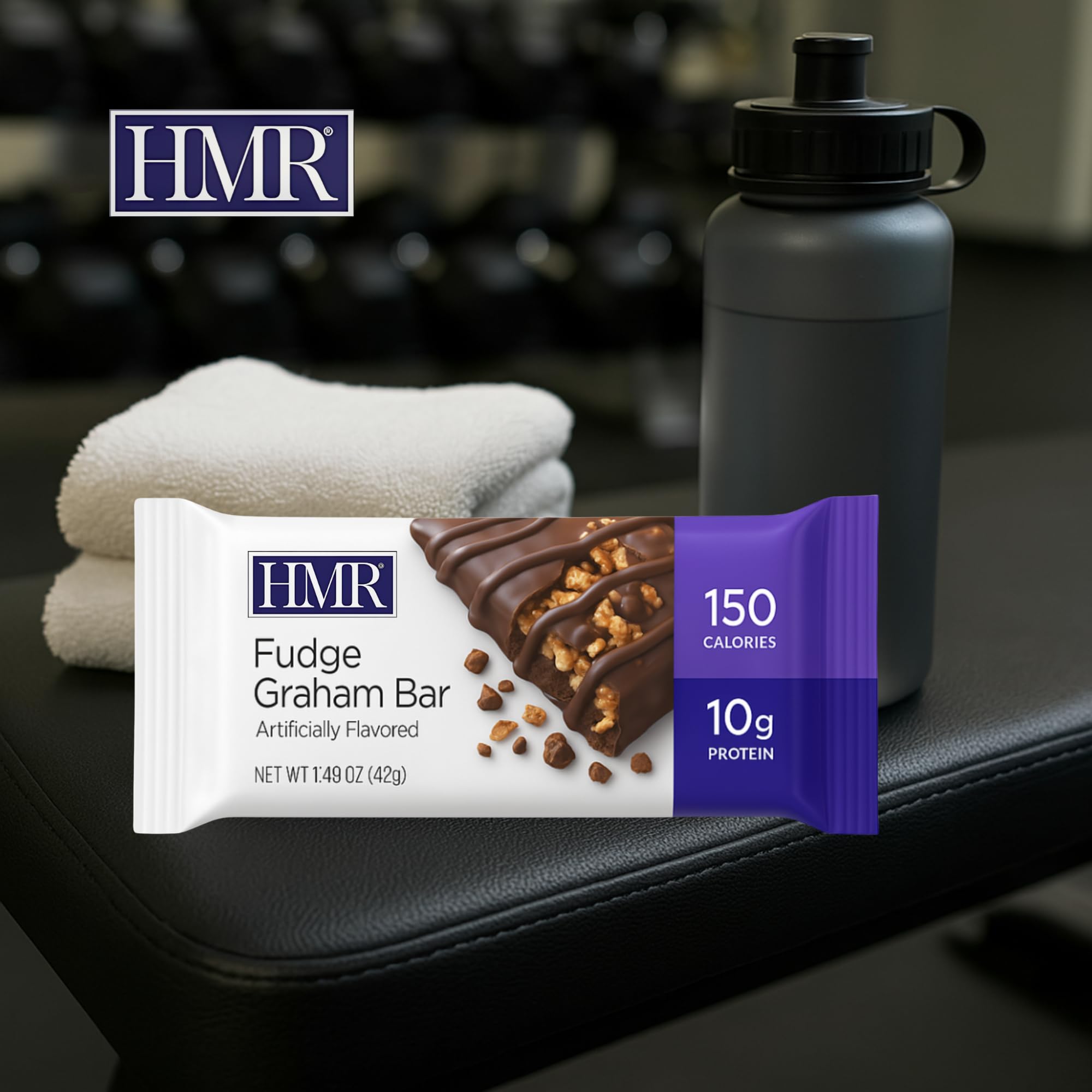 HMR barra servida en mesa como merienda apetecible y controlada en calorías