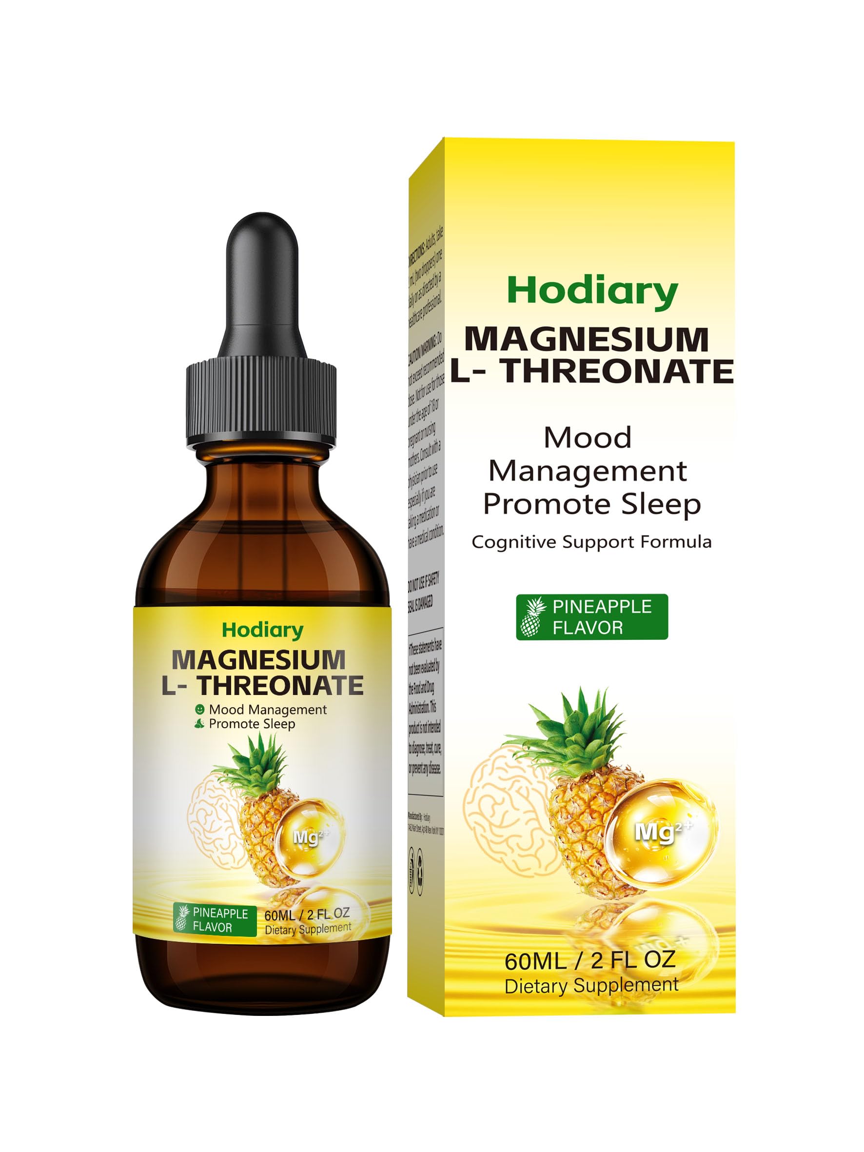 Hodiary frasco frontal con etiquetas claras y sabor piña para fácil identificación