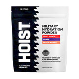 HOIST paquete frontal mostrando 15 sobres y beneficios de rehidratación rápida