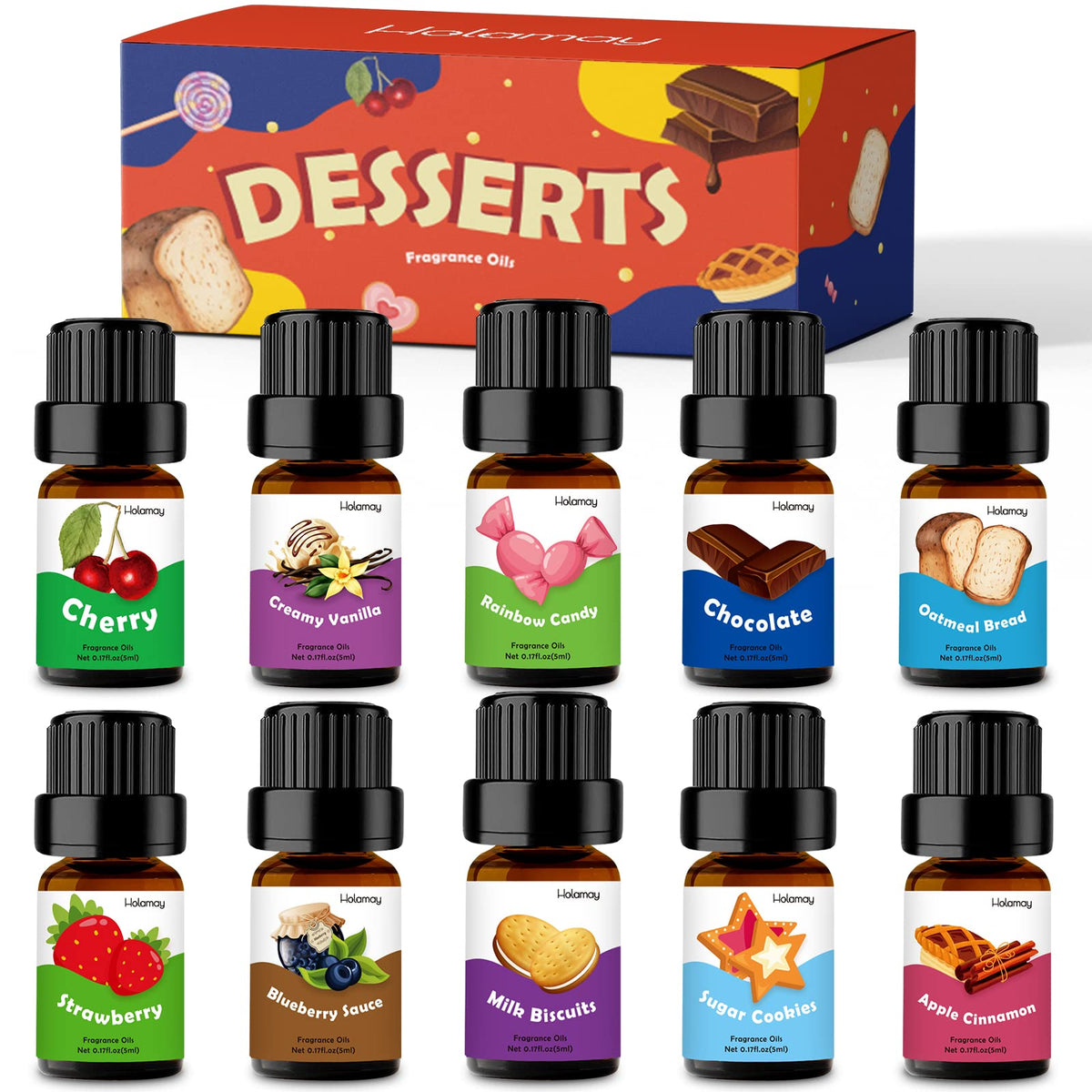 Holamay set delantero muestra los diez aromas y orden práctico