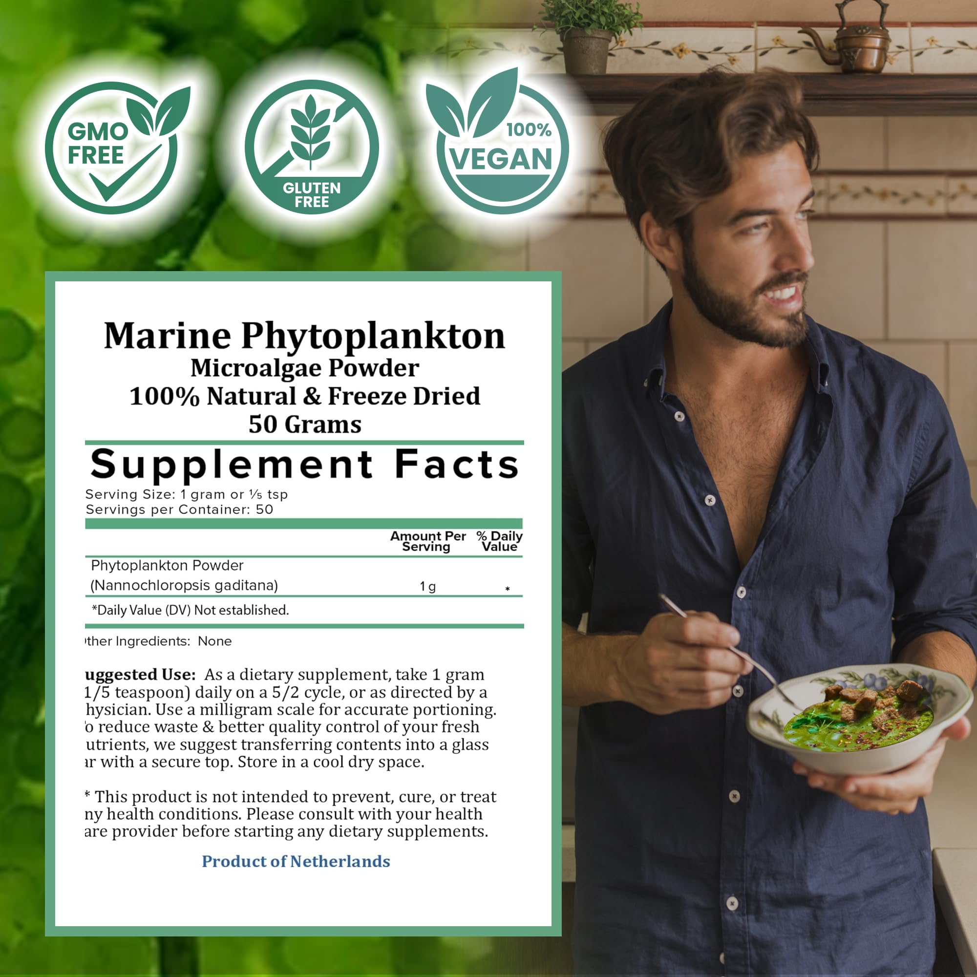 Holistic Bin preparado en smoothie frío para añadir omega‑3 vegetal