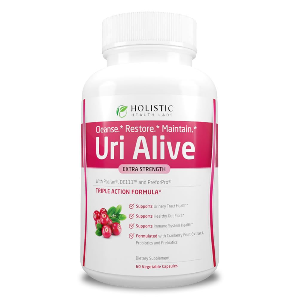 Holistic Health Labs frasco Uri Alive frente mostrando envase y beneficio de apoyo urinario