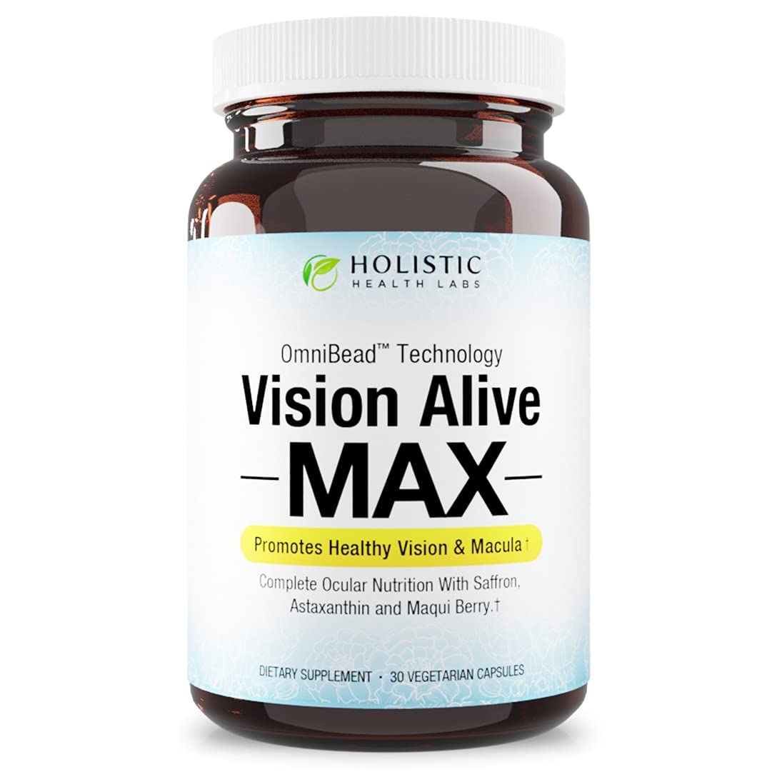Holistic Health Labs frasco frontal mostrando Vision Alive Max para soporte ocular