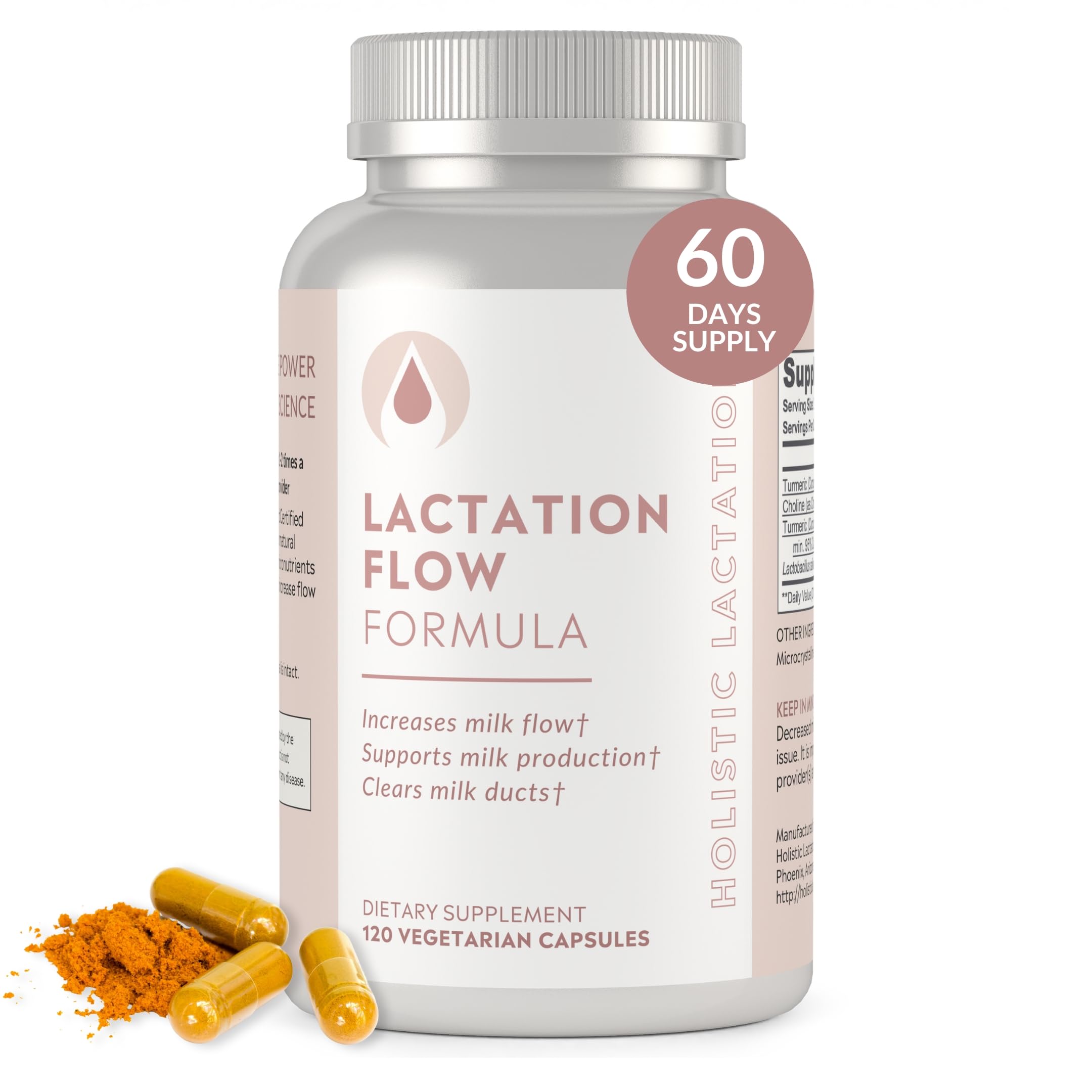 Holistic Lactation frente del empaque mostrando apoyo al flujo de leche