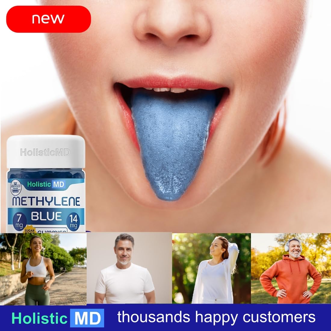Gomitas Holistic MD en mano para comparar escala, ayuda a visualizar tamaño real por dosis