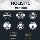 Holistic Method etiqueta con lista de ingredientes y certificaciones