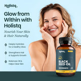 HOLISTQ etiqueta con 5% timoquinona destacada y claridad informativa