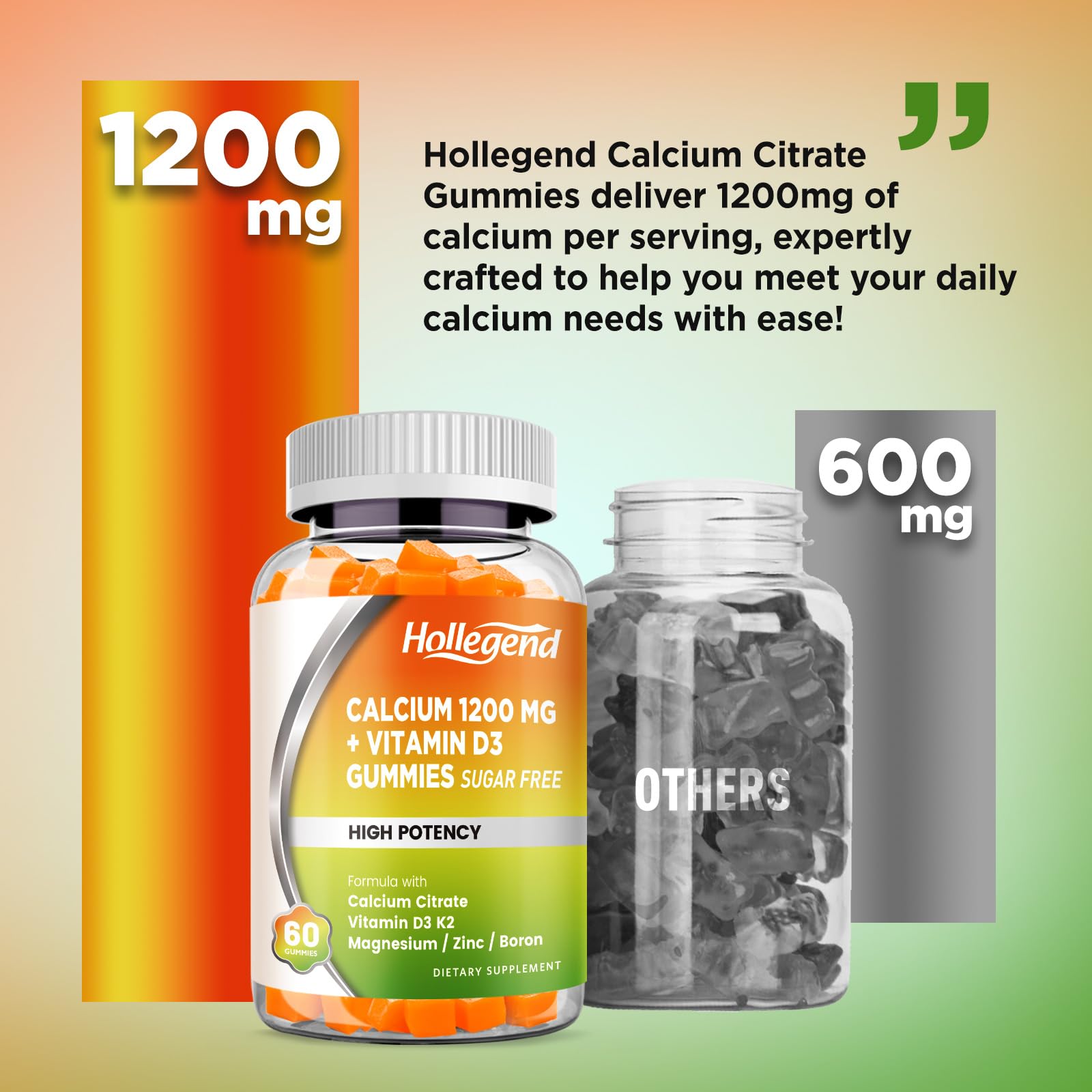 HOLLEGEND etiqueta con información nutricional clara que facilita dosis segura