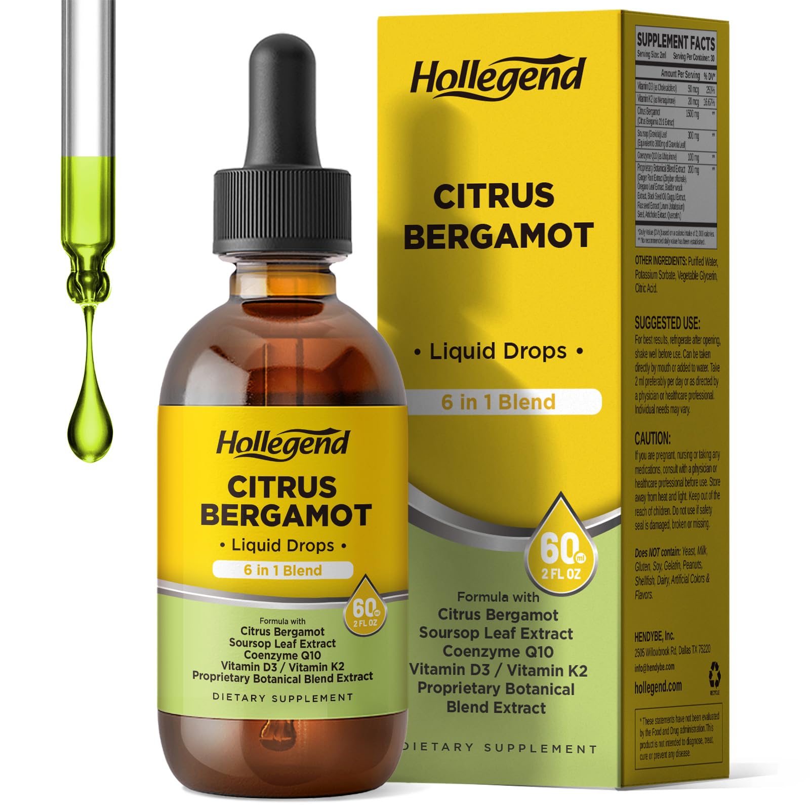 HOLLEGEND envase frontal mostrando la etiqueta y beneficios visibles
