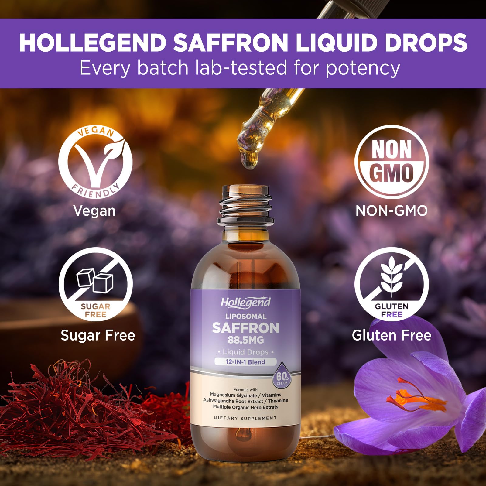 HOLLEGEND gotas en cuchara con limón, sabor natural y uso agradable