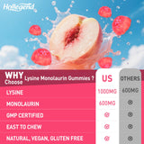 HOLLEGEND ingredientes clave L-Lysine y Monolaurin en etiqueta visible