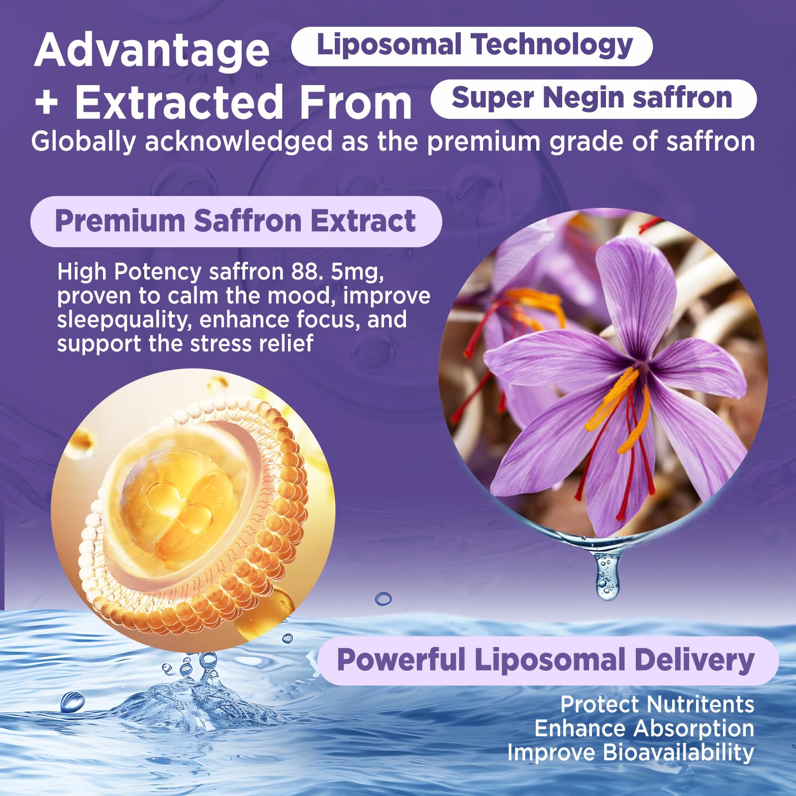 HOLLEGEND textura de las gotas en primer plano, evidencia de formulación liposomal