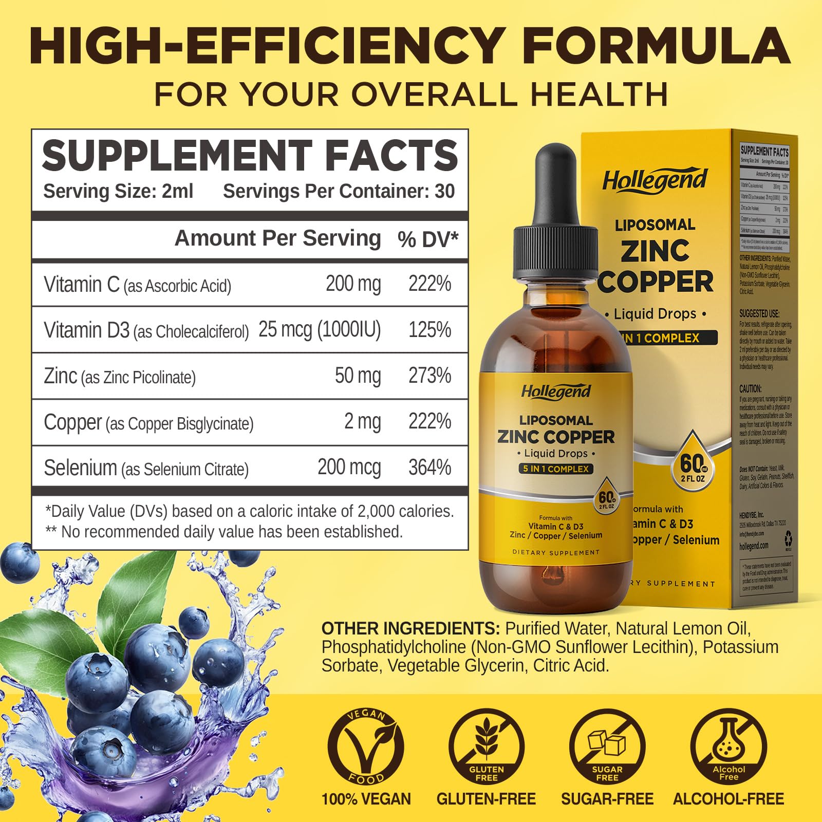 Hollegend gota liposomal en primer plano que muestra textura y mejor absorción