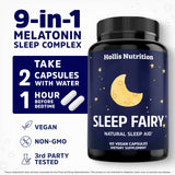 Hollis Nutrition Sleep Fairy cápsula en mano para comparar tamaño y comodidad de uso
