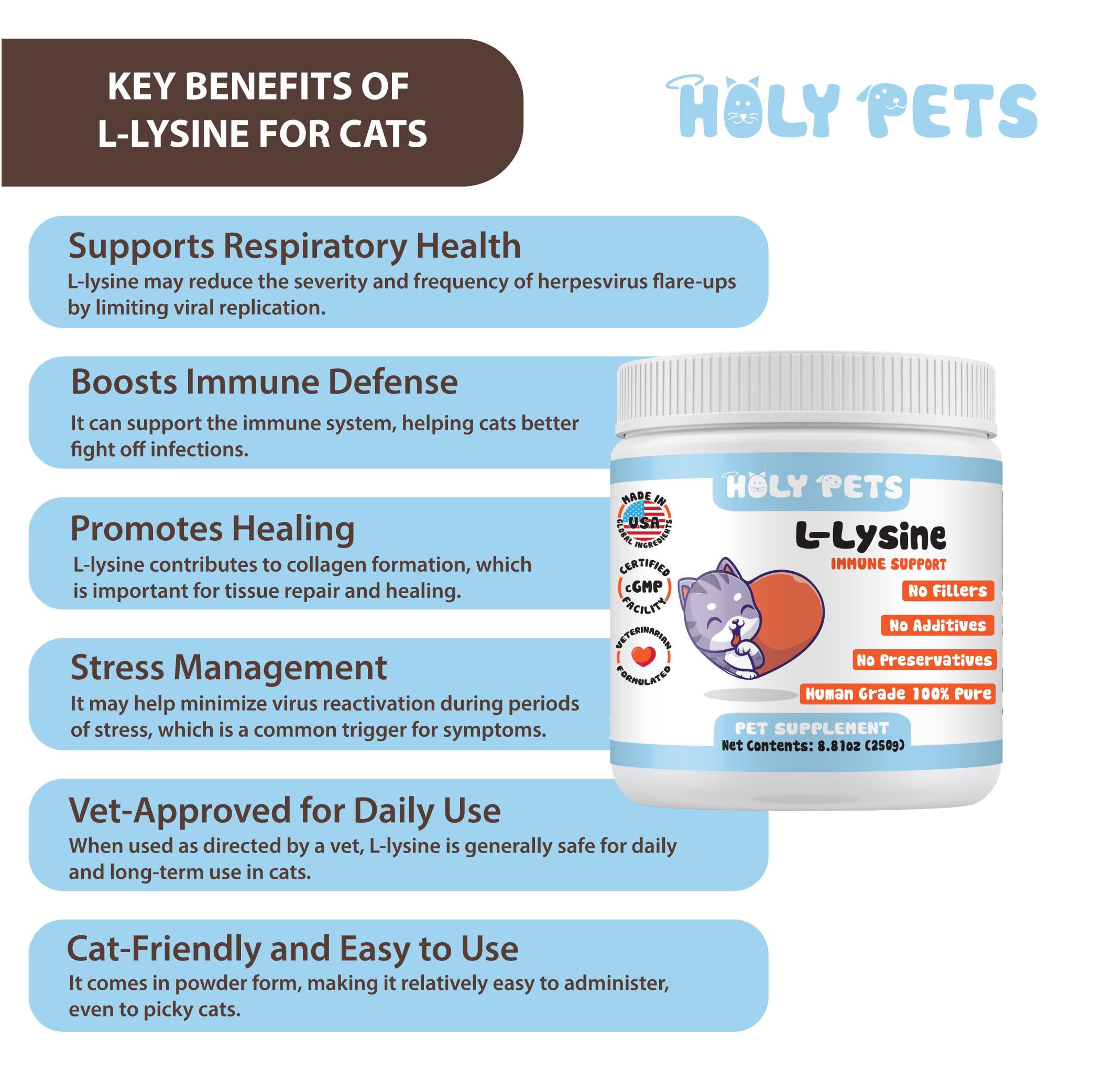 Holy Pets cuchara medidora con polvo para dosificación de 1.000 mg