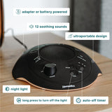 Homedics dentro de bolso y maleta para llevar sonido relajante de viaje