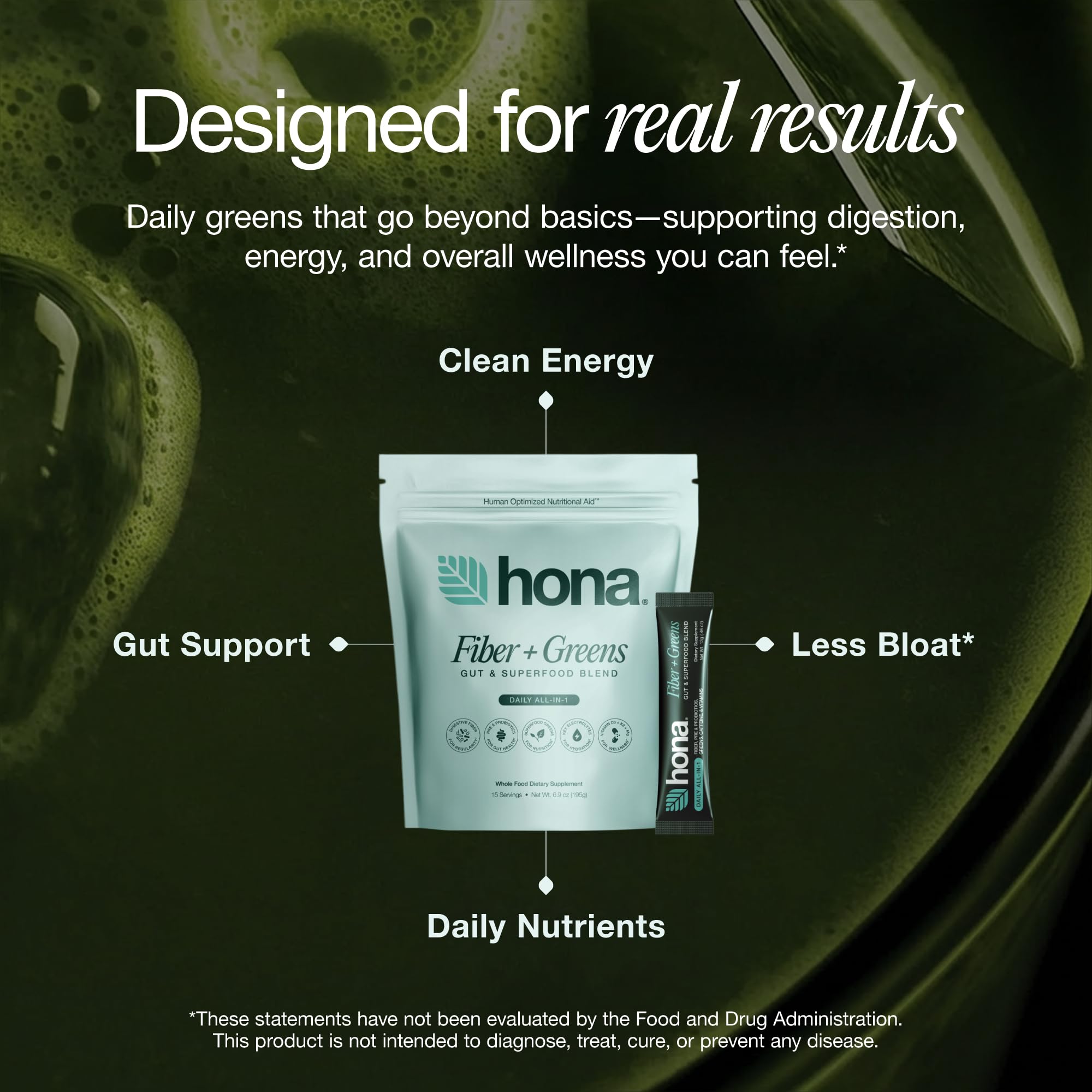 Hona Fiber + Greens en contexto lifestyle antes del entrenamiento energía