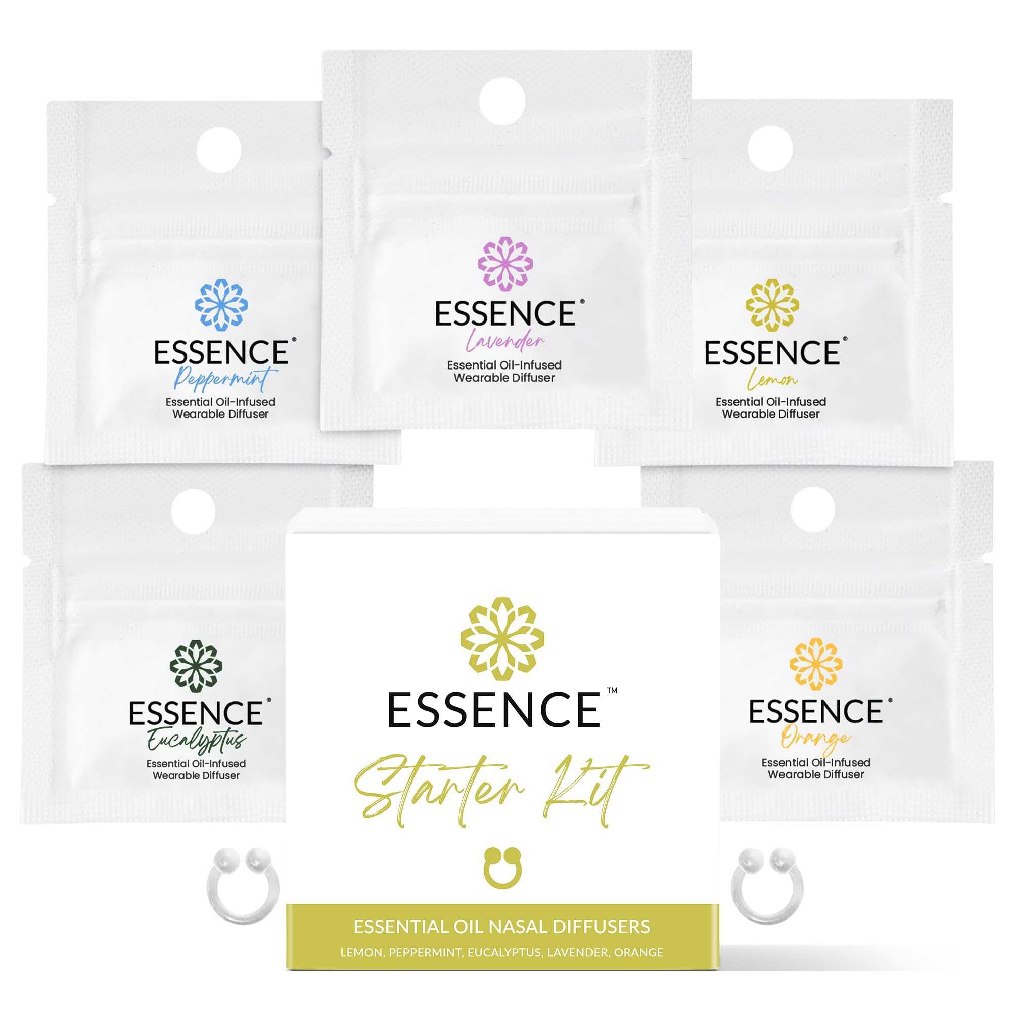 HONÉ empaque frontal del kit mostrando las cinco fragancias y beneficios portátiles