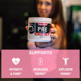 Honey Badger porción servida en vaso lista para mezclar preentreno
