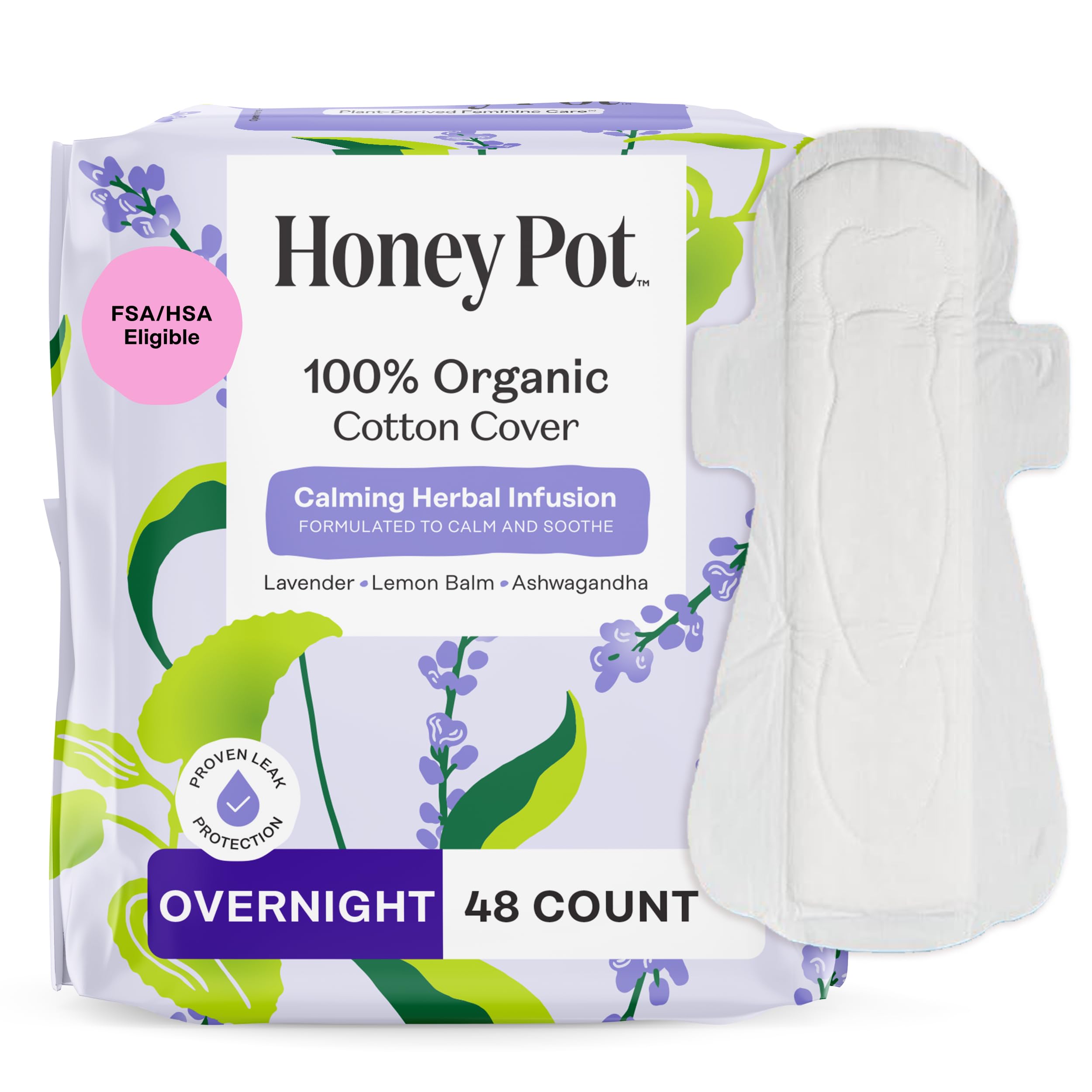 Honey Pot frente del paquete mostrando protección nocturna y cantidad