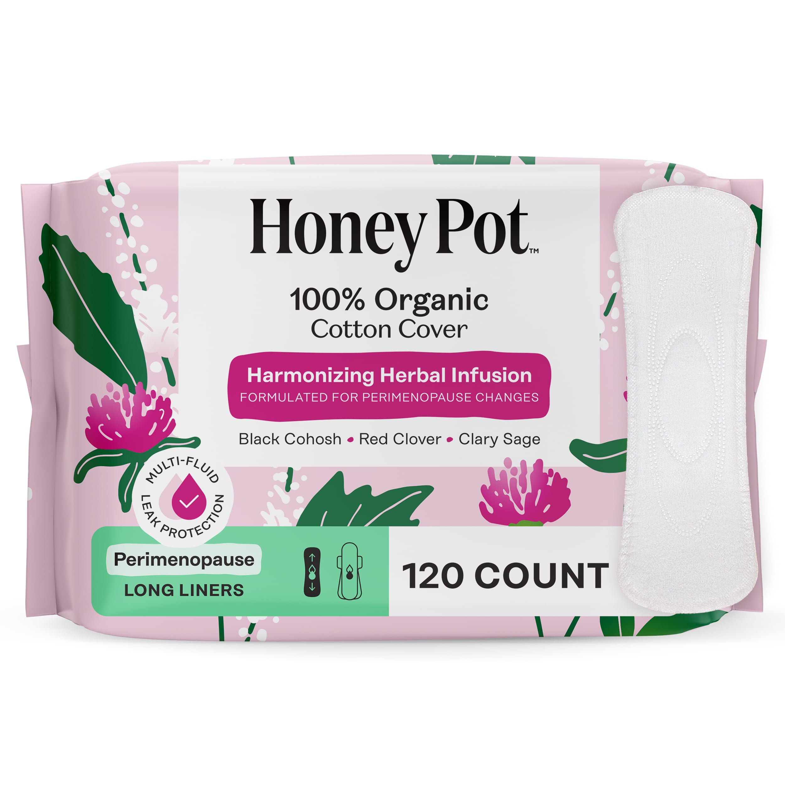 Honey Pot empaque frontal mostrando 120 unidades y beneficios principales