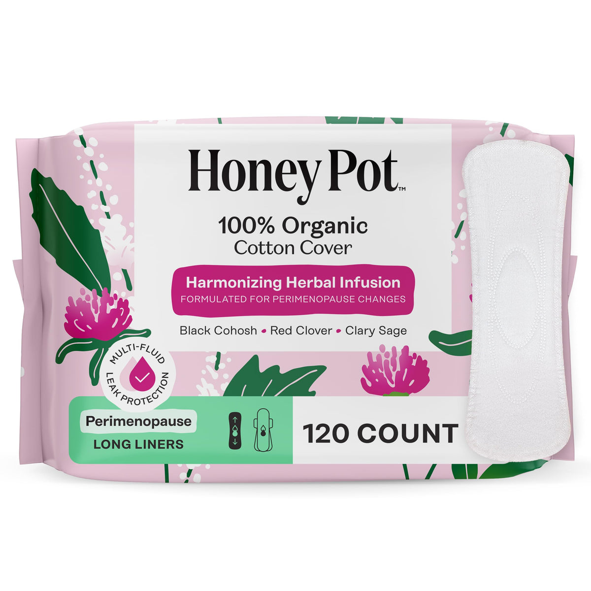 Honey Pot empaque frontal mostrando 120 unidades y beneficios principales