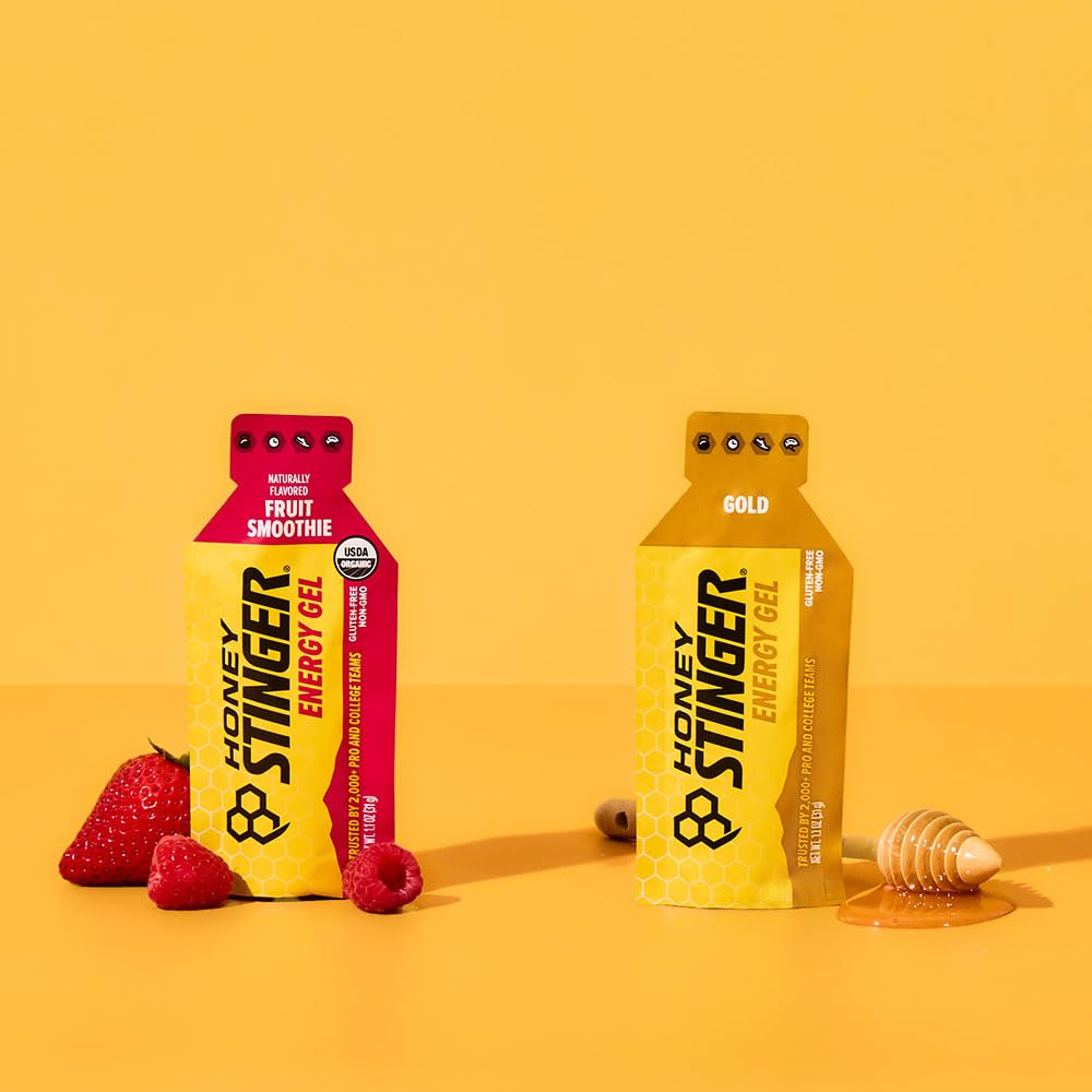 Honey Stinger comparación de tamaño en mano para diseño portátil