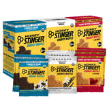 Honey Stinger empaque frontal mostrando variedades y beneficios energéticos