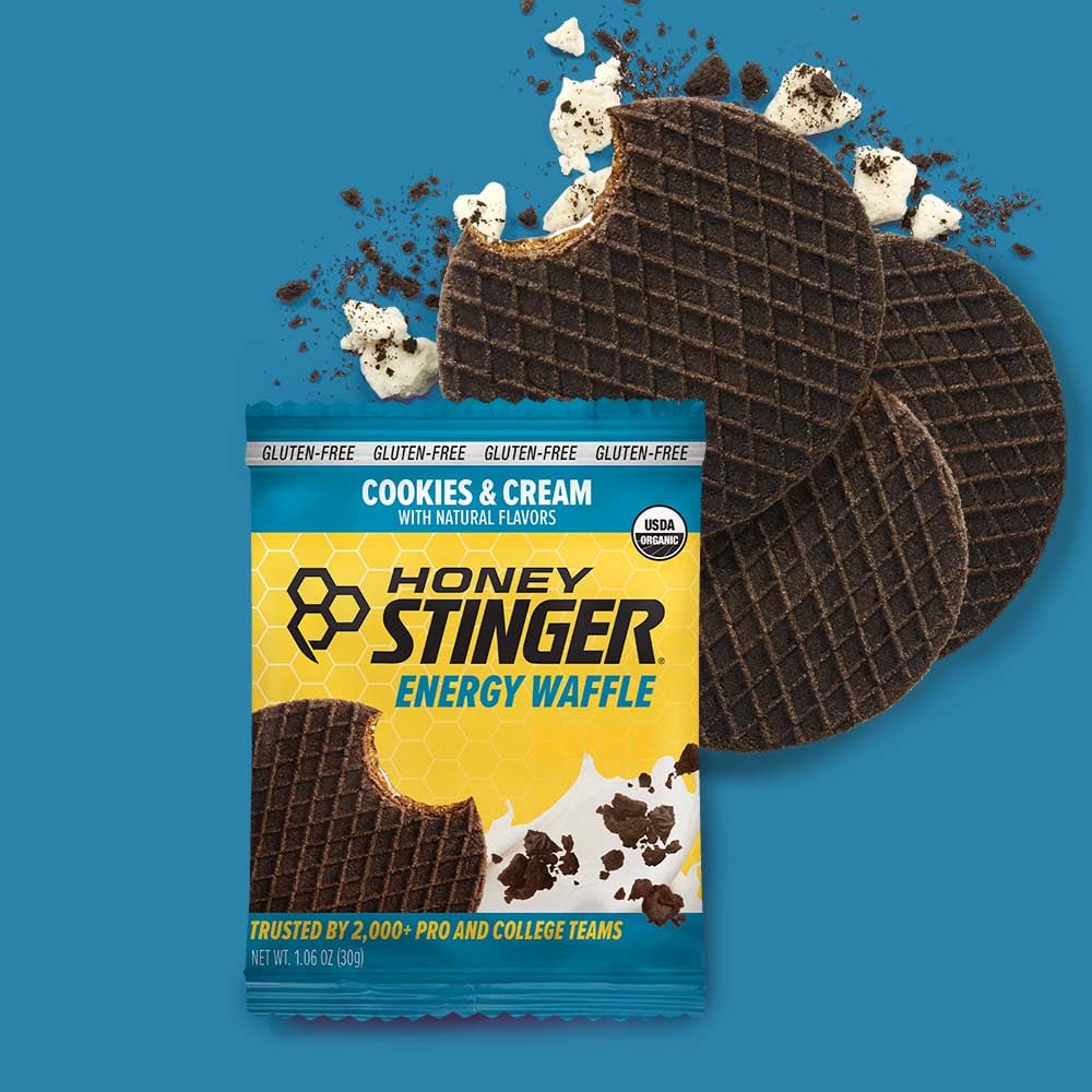 Honey Stinger paquete en mochila de entrenamiento listo para llevar y reponer energía