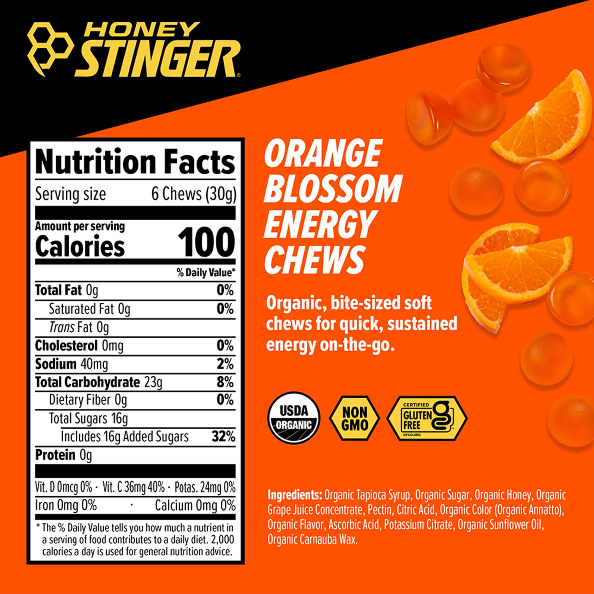 Honey Stinger envase abierto con gomitas listas para llevar