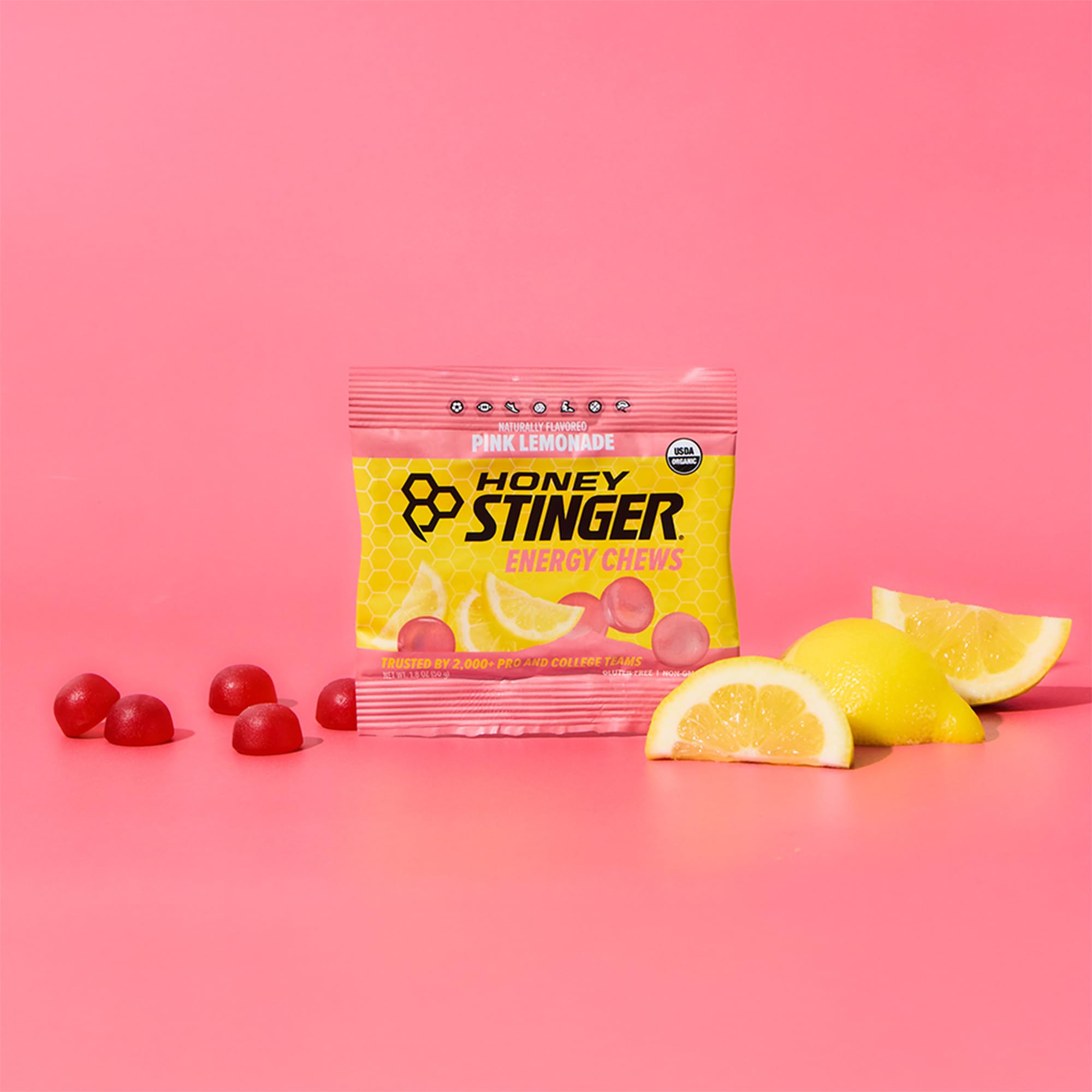 Honey Stinger etiqueta de ingredientes orgánicos, transparencia y calidad certificada