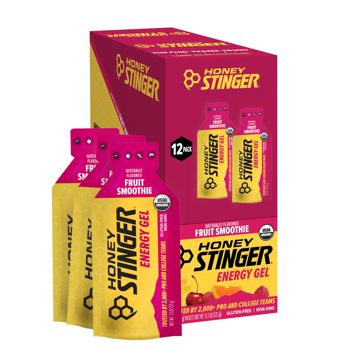 Honey Stinger envase frontal mostrando diseño y beneficio energético