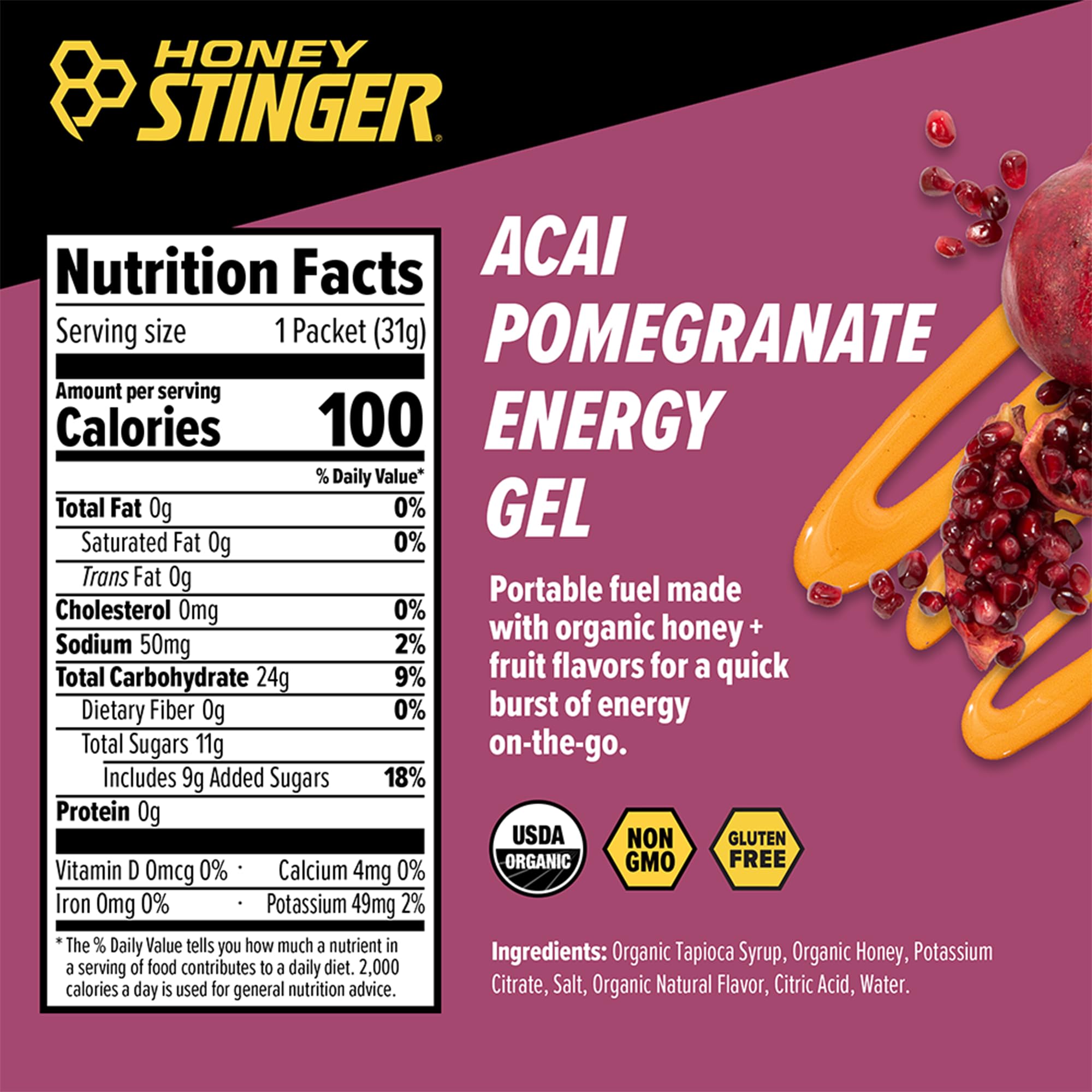 Honey Stinger primer plano de la textura del gel para fácil ingestión