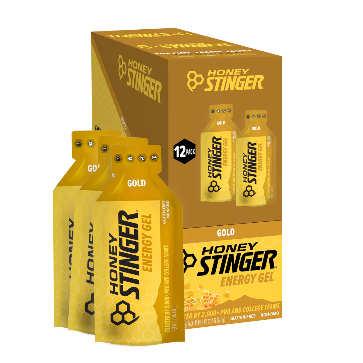 Honey Stinger empaque frontal mostrando el gel y beneficio de energía portátil