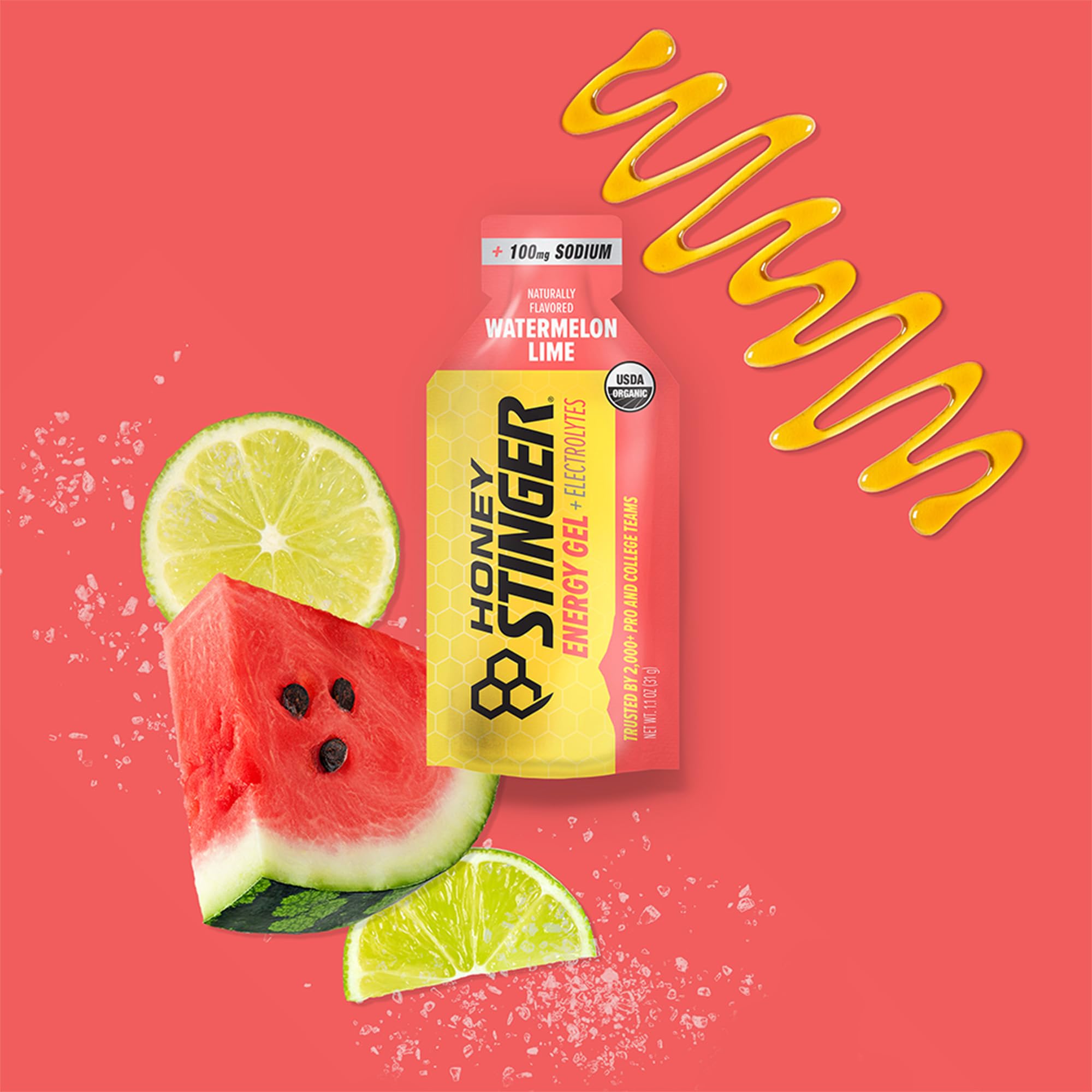 Atleta usando Honey Stinger gel en carrera para reponer energía durante el ejercicio