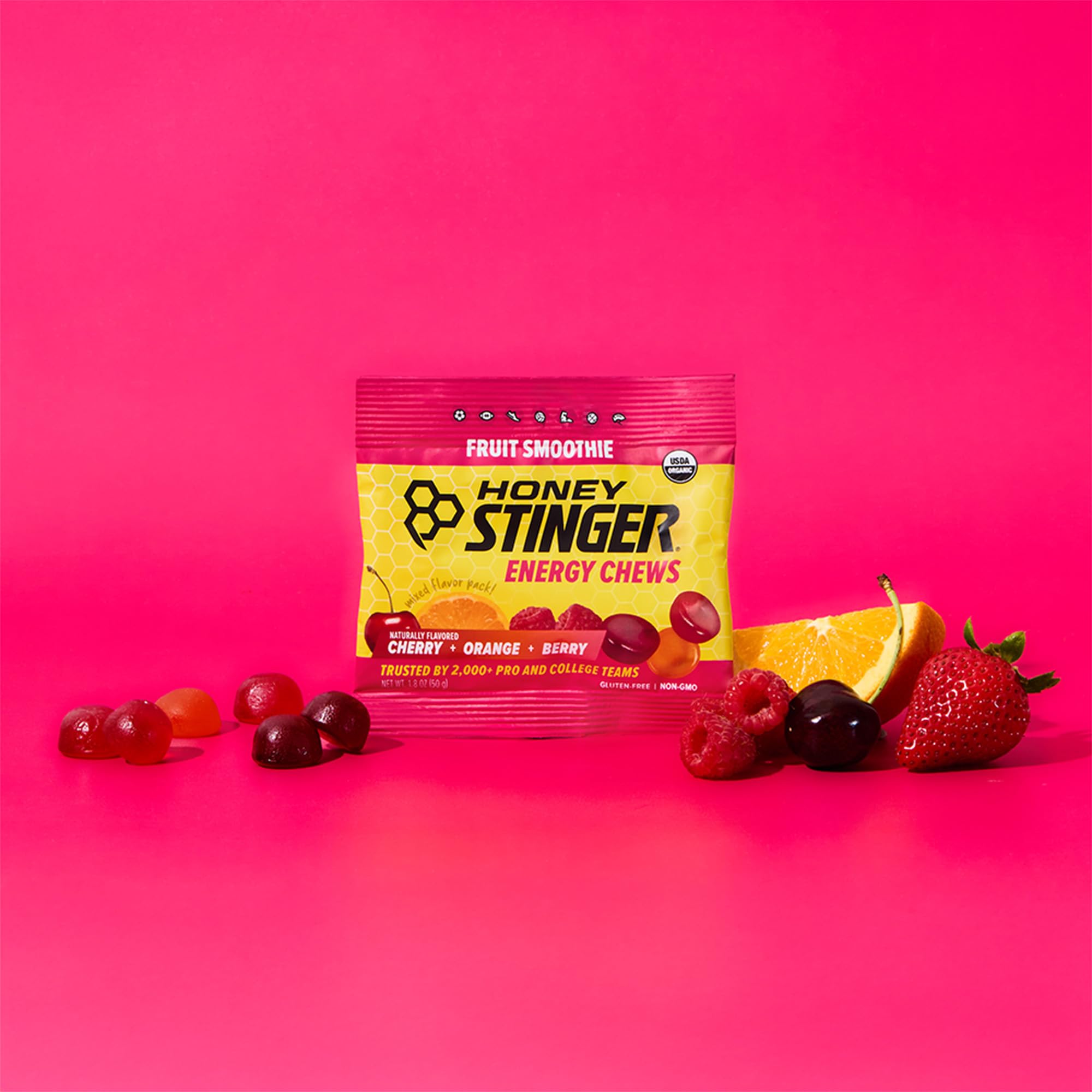 Honey Stinger porciones servidas en mesa, muestra tamaño y control de raciones