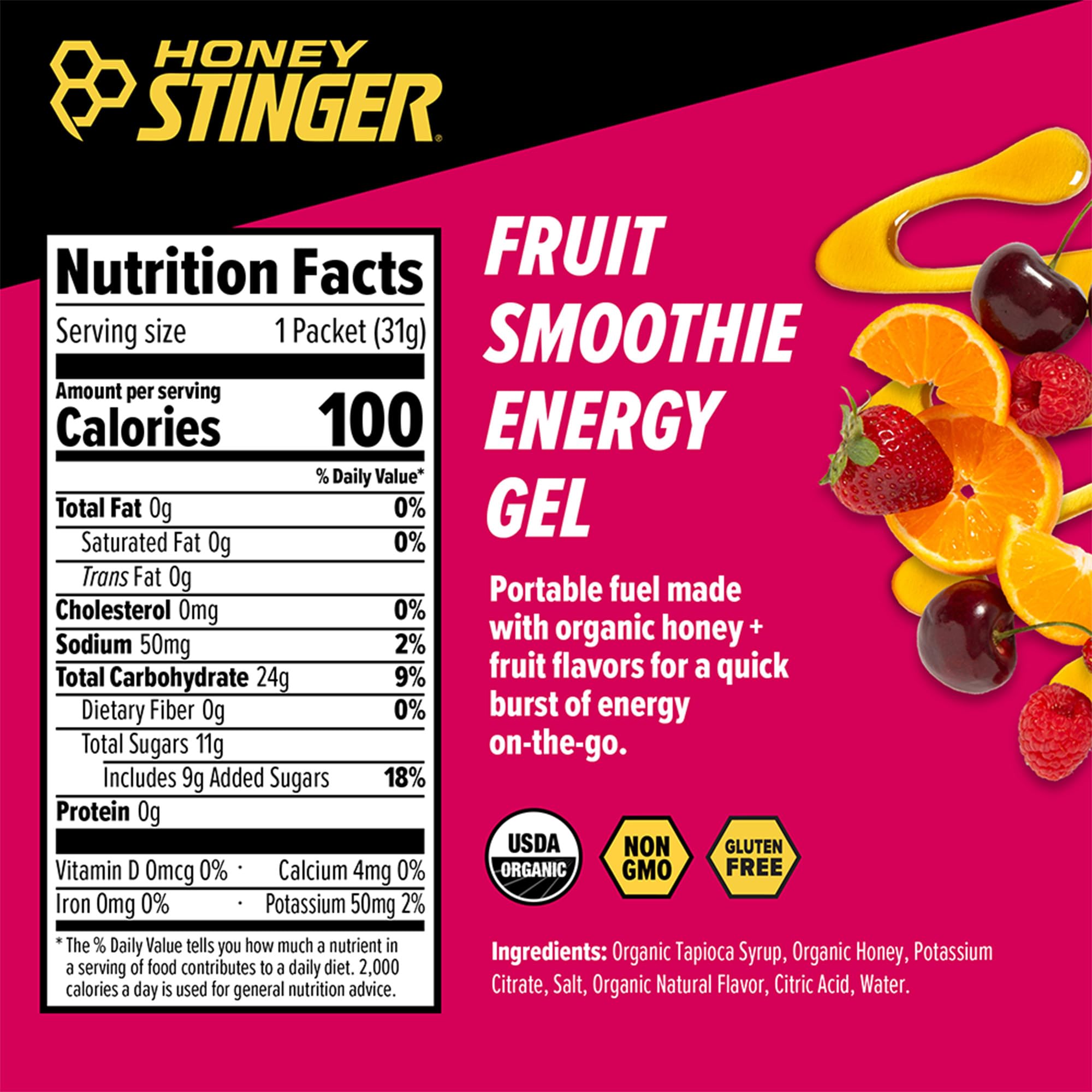 Honey Stinger gel abierto mostrando textura fácil de consumir en movimiento