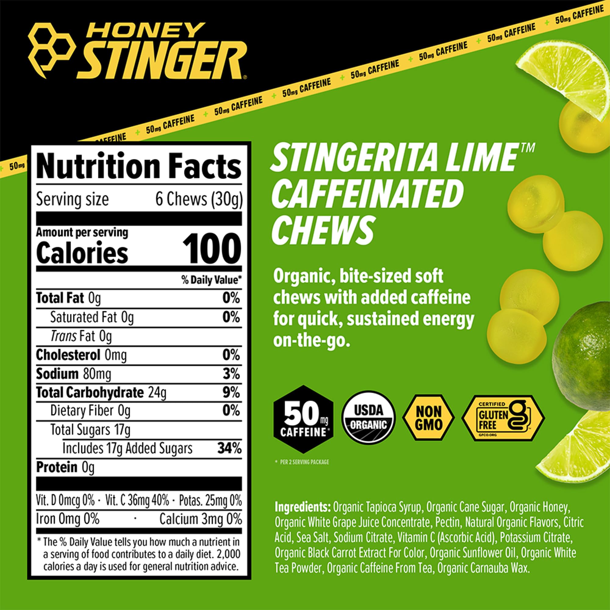 Honey Stinger textura masticable de la gomita mostrando facilidad de consumo