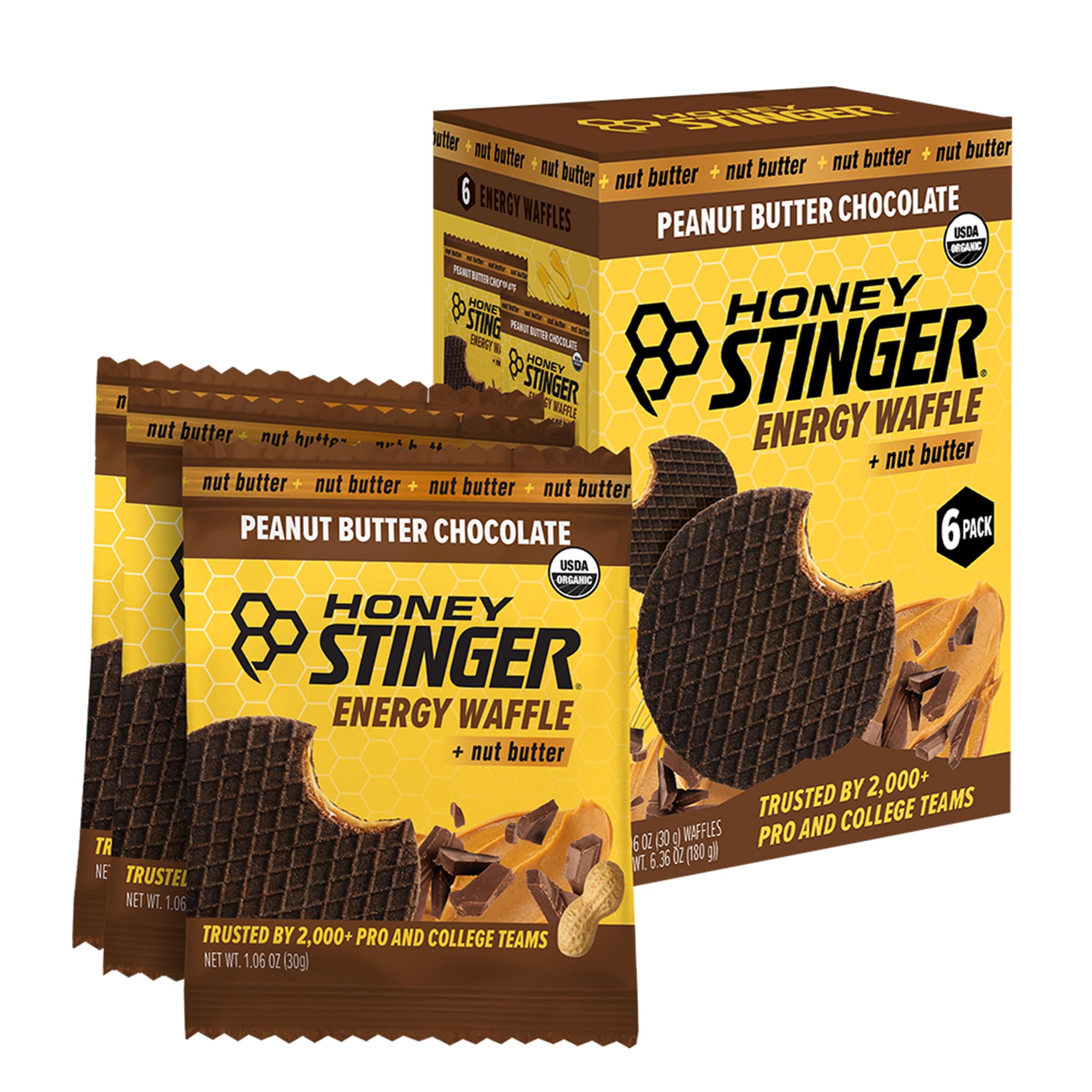 Honey Stinger primer plano del relleno de chocolate y cacahuete sabroso