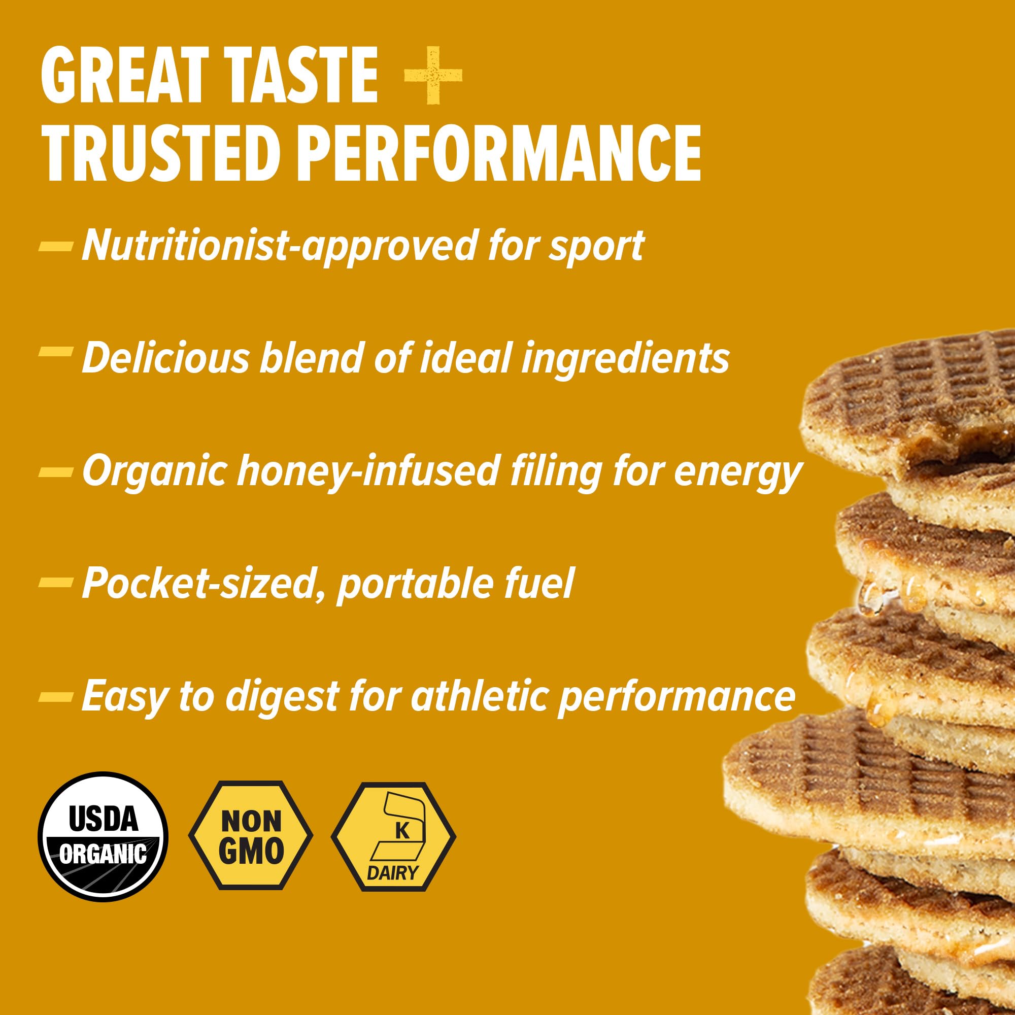 Honey Stinger primer plano del relleno de miel destacando sabor y energía