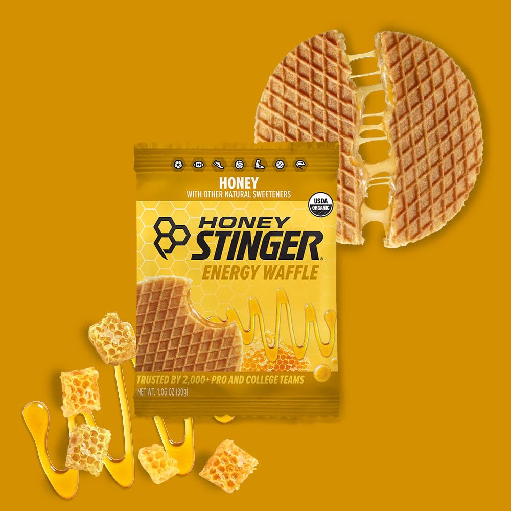 Honey Stinger waffle dentro de mochiladeportiva listo para llevar en entrenamientos