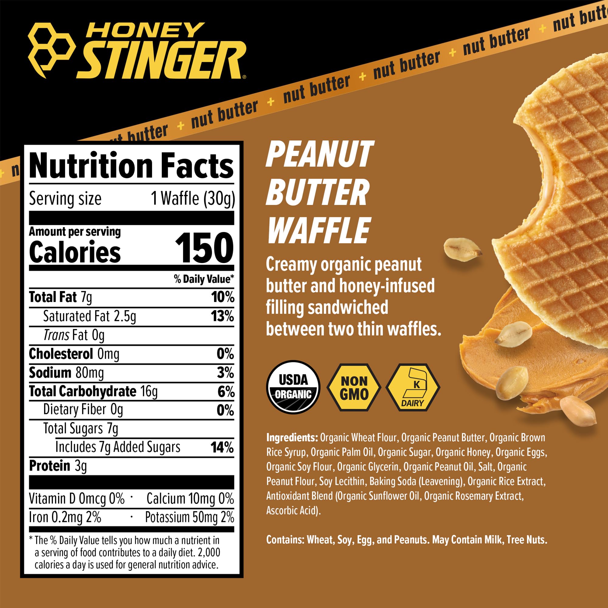 Honey Stinger waffle abierto mostrando textura suave y capa interior