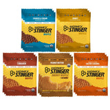 Honey Stinger vista frontal del paquete surtido, práctico para llevar